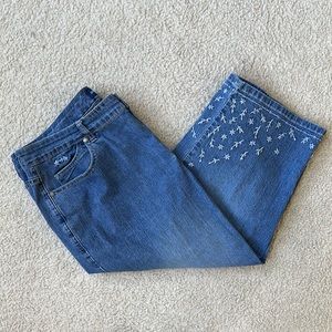 Avenue Boho Embroidered Cropped Jeans